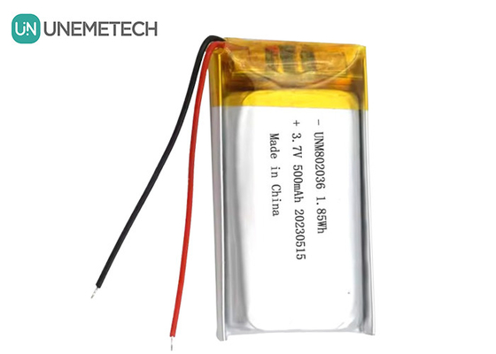 UNEMETECH 3.7V リチウムイオンポリマーバッテリー 500mAh リチウムポリマーバッテリー 802036 1.85Wh リポバッテリー