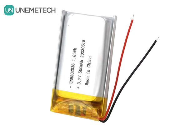 UNEMETECH 3.7V リチウムイオンポリマーバッテリー 500mAh リチウムポリマーバッテリー 802036 1.85Wh リポバッテリー