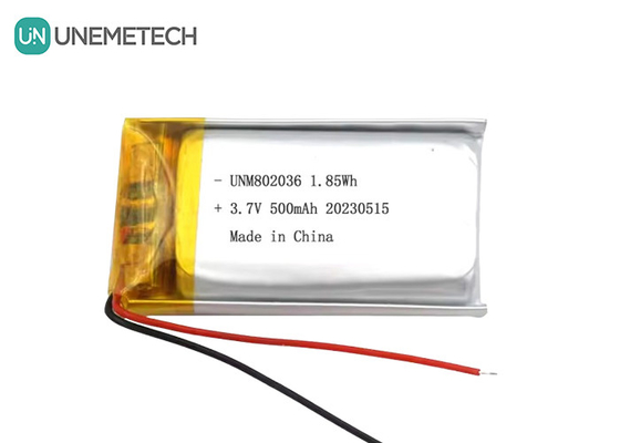 UNEMETECH 3.7V リチウムイオンポリマーバッテリー 500mAh リチウムポリマーバッテリー 802036 1.85Wh リポバッテリー