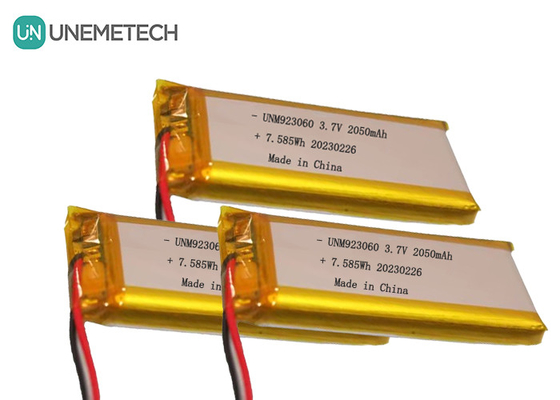 カスタマイズされた長サイクルライフ リポバッテリーパック 3.7V 2050mAh 923060 デジタル製品