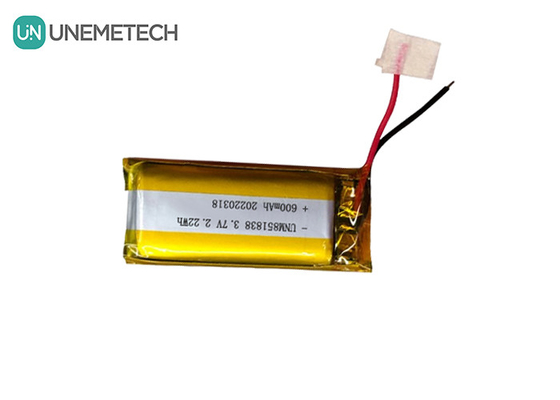 600mAh カスタム シルバー リチウムイオンバッテリー / 851838 3.7V 着用装置 リチウムイオンポリマーバッテリー