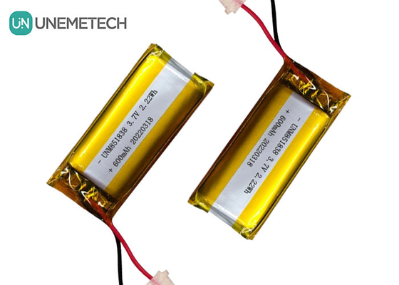 600mAh カスタム シルバー リチウムイオンバッテリー / 851838 3.7V 着用装置 リチウムイオンポリマーバッテリー