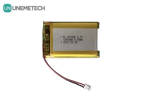UNEMETECH 1.5A 充電可能なリポリマー電池 803450 / 3.7V 1500mAh リチウムイオンポリマー電池