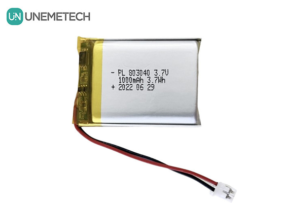 803040 3.7V リポリマー充電電池 3.7Wh 1000mAh ポッチバッテリー JST-PH-2Pコネクタ