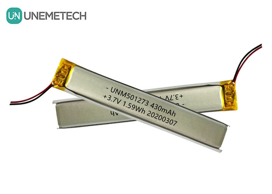 5.0*12.0*73.0mm リチウムポリマーバッテリー / 3.7V 430mAh 501273 Bluetooth デバイス用の薄型リポバッテリー