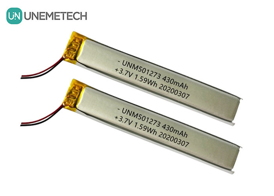 5.0*12.0*73.0mm リチウムポリマーバッテリー / 3.7V 430mAh 501273 Bluetooth デバイス用の薄型リポバッテリー