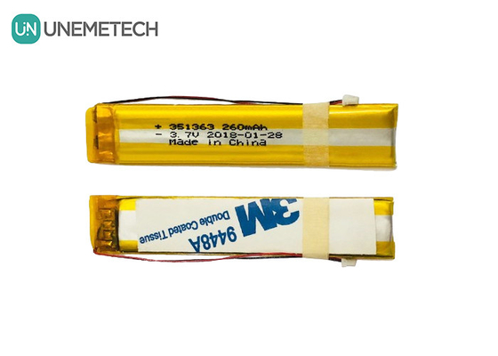 長い狭い3.7V 260mAh カスタム リチウムポリマーバッテリー 351363 インテリジェントメガネ
