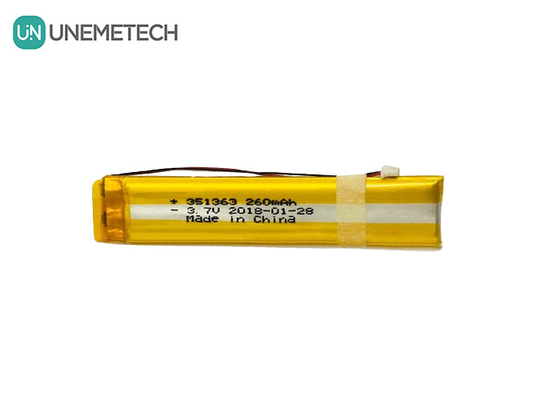 長い狭い3.7V 260mAh カスタム リチウムポリマーバッテリー 351363 インテリジェントメガネ