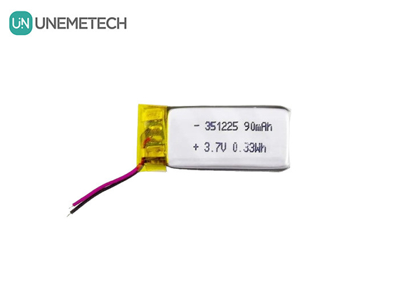 351225 ポリマー リチウムイオン電池 3.7V 90mAh 再充電可能な超薄型リチウム電池