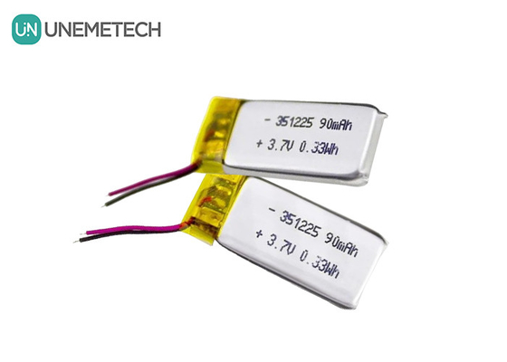 351225 ポリマー リチウムイオン電池 3.7V 90mAh 再充電可能な超薄型リチウム電池
