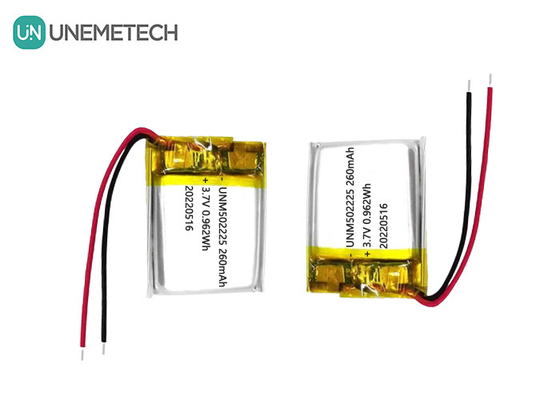 3.7V リチャージ可能なリチウムポリマーイオン電池 502225 260mAh 無線センサー用