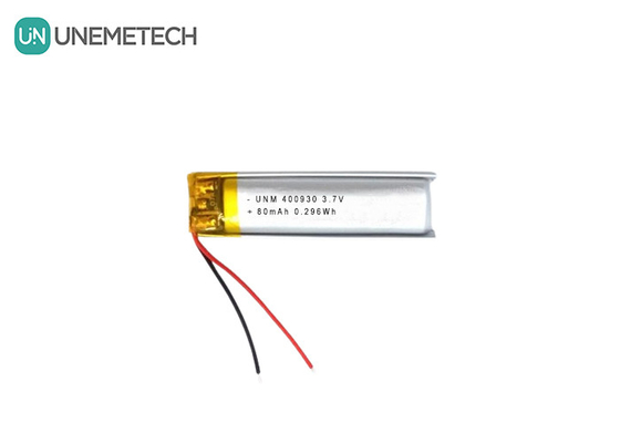 3.7V 80mAh 400930 カスタム リチウムポリマーバッテリー 電子キャンドル用 軽量
