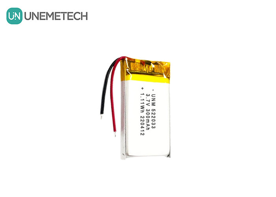 3.7V 300mAh 522033 スマートウォッチ用 リチウムイオンポリマーバッテリー