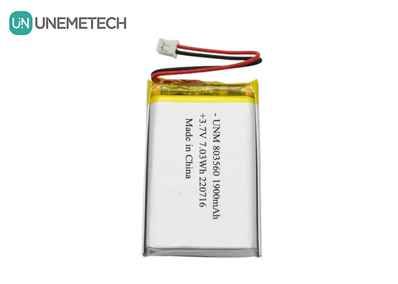 リバーチャブル 柔軟 リチウムポリマー バッテリー 3.7V 1900mAh 803560 フットライト