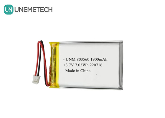 リバーチャブル 柔軟 リチウムポリマー バッテリー 3.7V 1900mAh 803560 フットライト