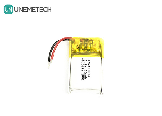 3.7V 25mAh 401014 スマートメガネ用の超小型リッチャブルリポバッテリー