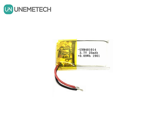 3.7V 25mAh 401014 スマートメガネ用の超小型リッチャブルリポバッテリー