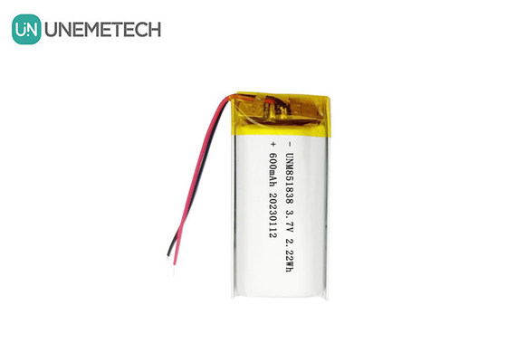 600mAh リ充電可能なリポリマー電池 851838 3.7V カスタムリポ電池