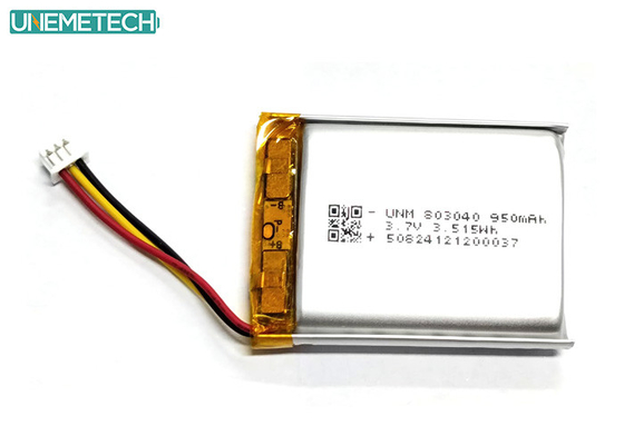 3.7V 950mAh 803040 ポリマーリチウムイオン電池 モレックス51021-3P