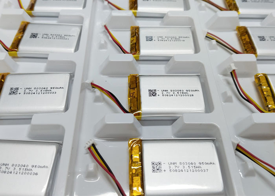 3.7V 950mAh 803040 ポリマーリチウムイオン電池 モレックス51021-3P
